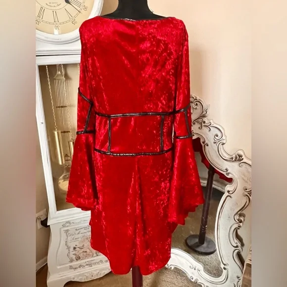 Vintage Lip Service Red Velvet Gothic Renaissance Vampire Bell Sleeve Tunic Plus - Picture 5 of 13